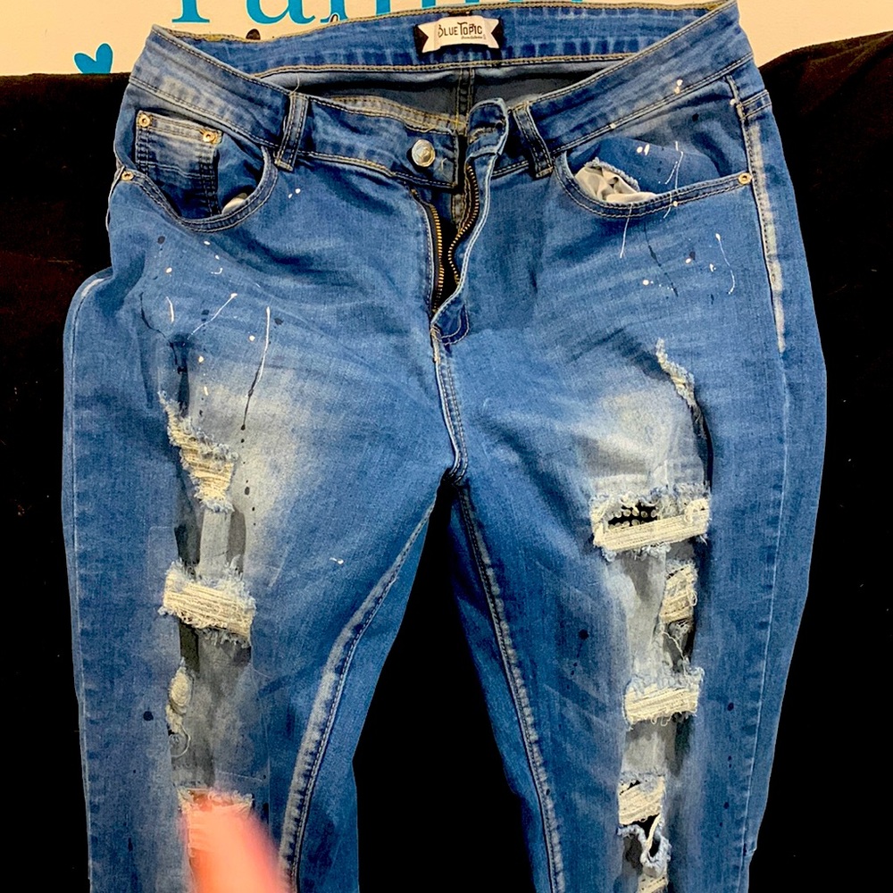 Paint drip detail jeans